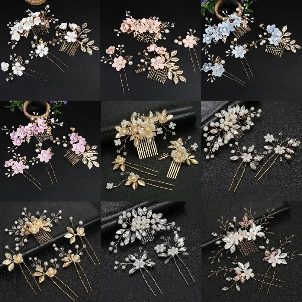 4 Stück Handgefertigte Braut-Haarkämme Künstliche Blume Hochzeitsfrisur Mode Blumen-Haarnadeln Geschenk