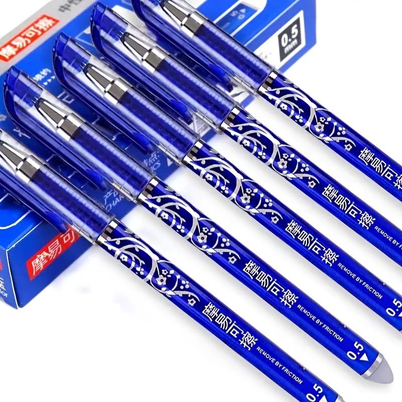 12-Pack Erasable Gel Pens, 0.5mm Blue with Refillable Ink, Magic Erasable Gel Pens with Full Barrel Tip, Heat-Erasable