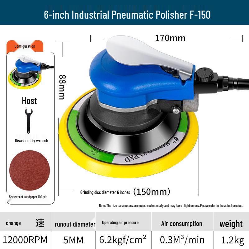 

TURBOSUN 6-inch Pneumatic Orbital Polisher CN plug (adapter included)