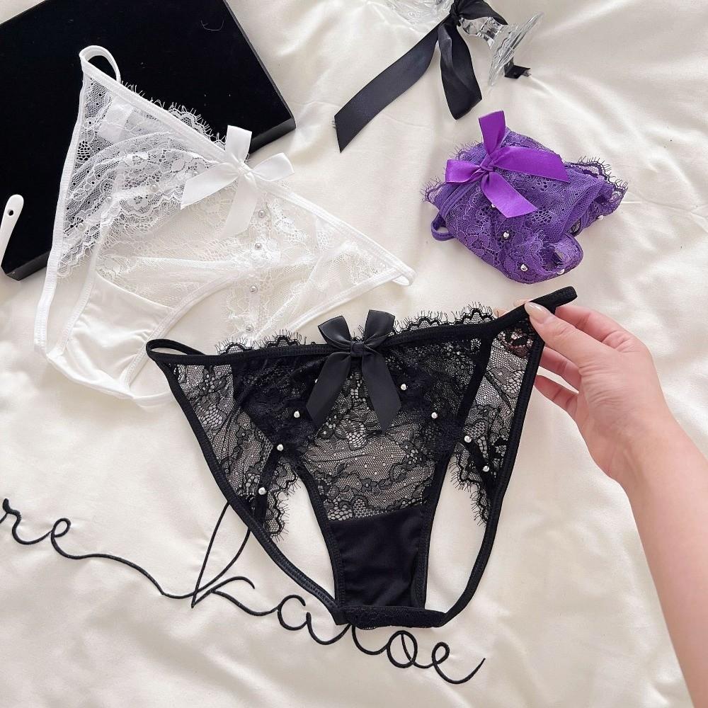 G-String Bowknot Lace Panties Flowers Big Bow Underpants Breathable Thong for Women  Home