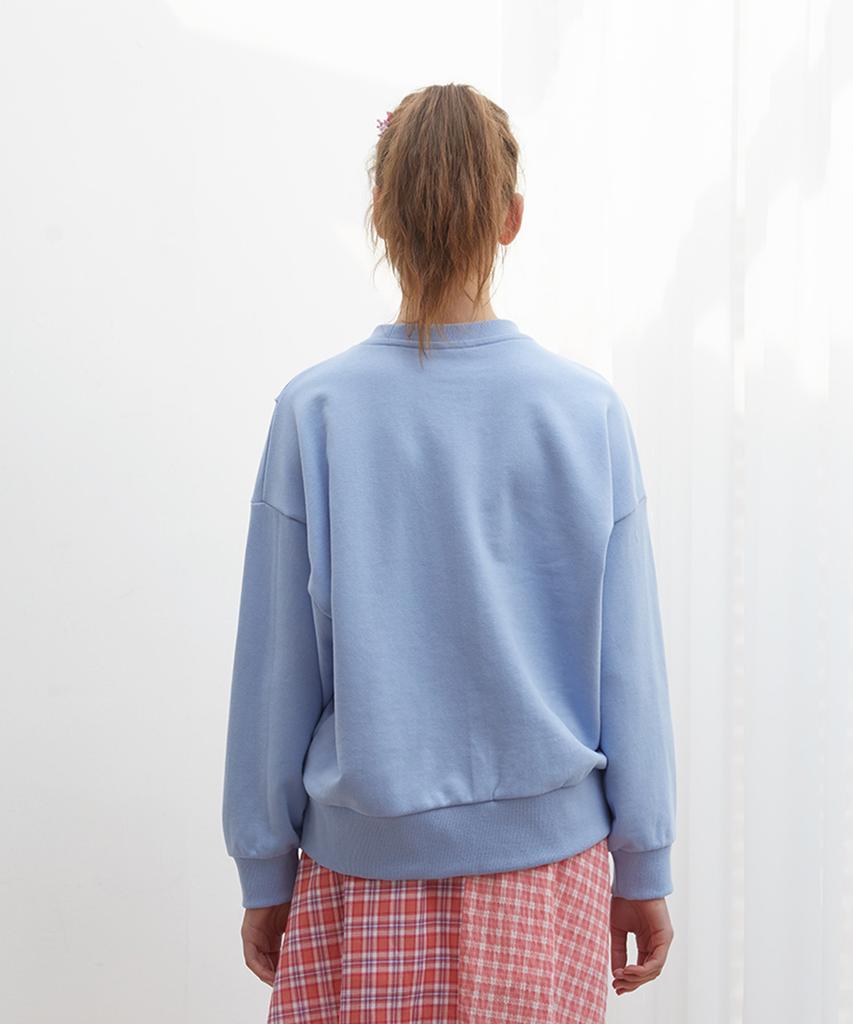 NEAR&DEAR Front Split Detail Sweetie T-Shirt Light Blue
