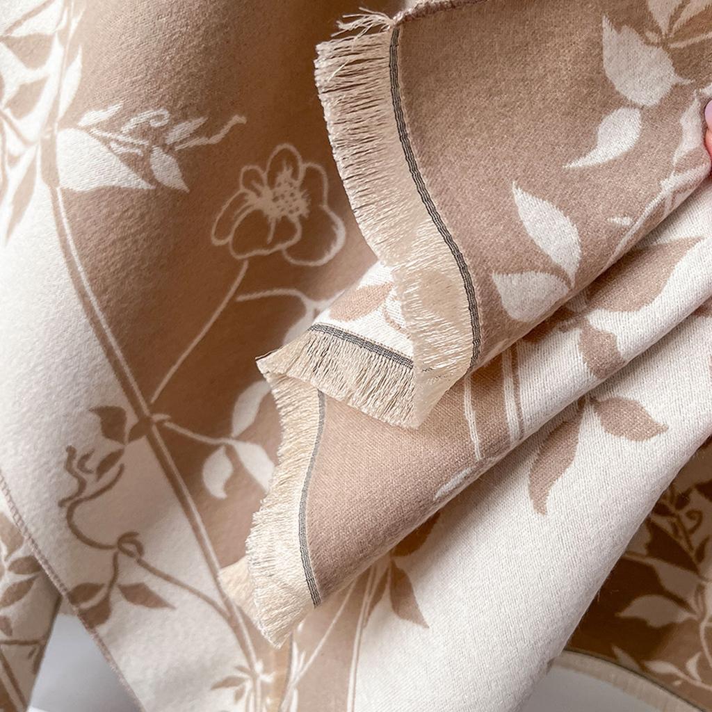 Premium Camellia Jacquard Scarf Women's Small Fragrant Shawl Versatile Air Conditioning Room Blanket Warm Scarf