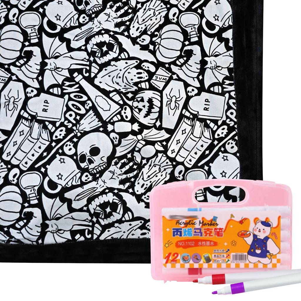 Color Your Own Blanket Washable Fuzzy Velvet Creative Art Project with Markers for Holiday Arts Crafts Activity Party