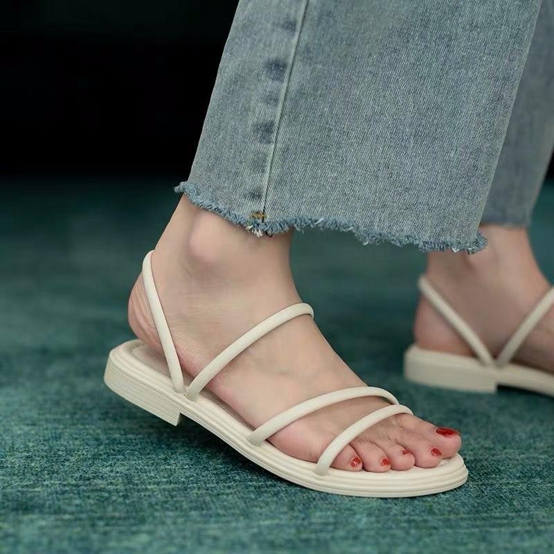 

Летняя обувь, сандалии, женские удобные сандалии на плоской подошве с открытым носком и тапочки больших размеров 40 слоновая кость