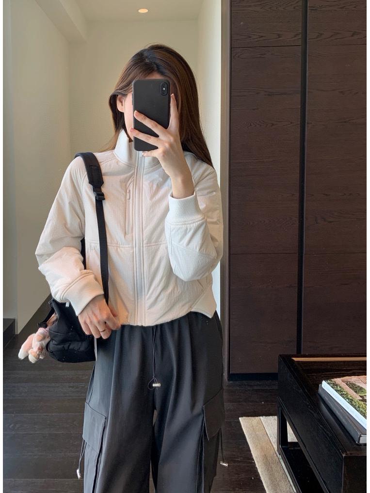 Lulu Women's Cotton-Padded Zip Cardigan with Stand-Up Collar