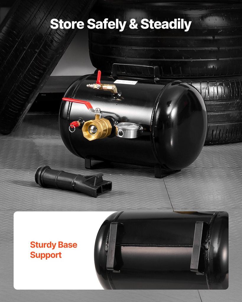 Air Tire Bead Seater, 5 Gal / 18.9 L, Heavy Duty Tire Bead Blaster Tool, 87-116 PSI Operating Pressure, Air Trigger Seating Inflator for Pickup,