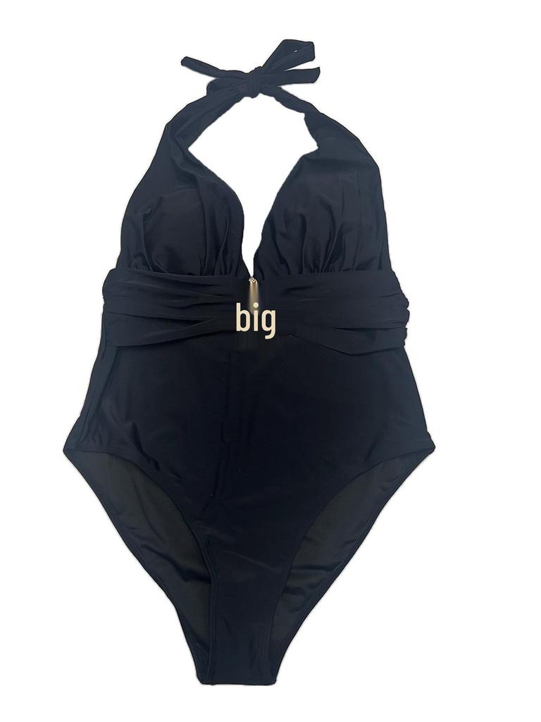 Sexy Badeanzug in Übergröße mit tiefem V-Ausschnitt, Netzstoff, und langem Rock-Set