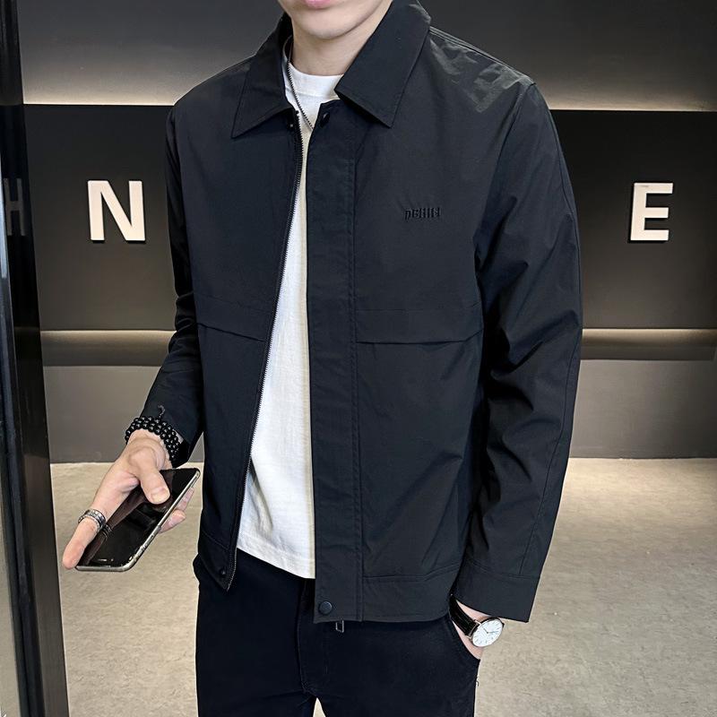 2025 Men s Slim Fit Lapel Jacket - Korean Style, Light Business, Solid Color with Embroidery 4XL