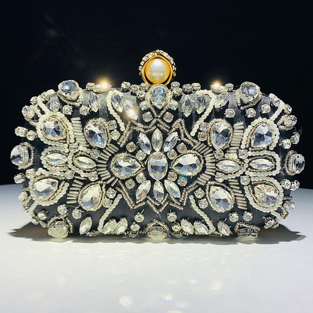 

WHTUOHENG Handbags Gold/Silver Rhinestone Women Evening Bag Crystal Wedding Diamond Ladies Purse Female Stone Party Clutches 19.5cmX10.5cmX5.5cm