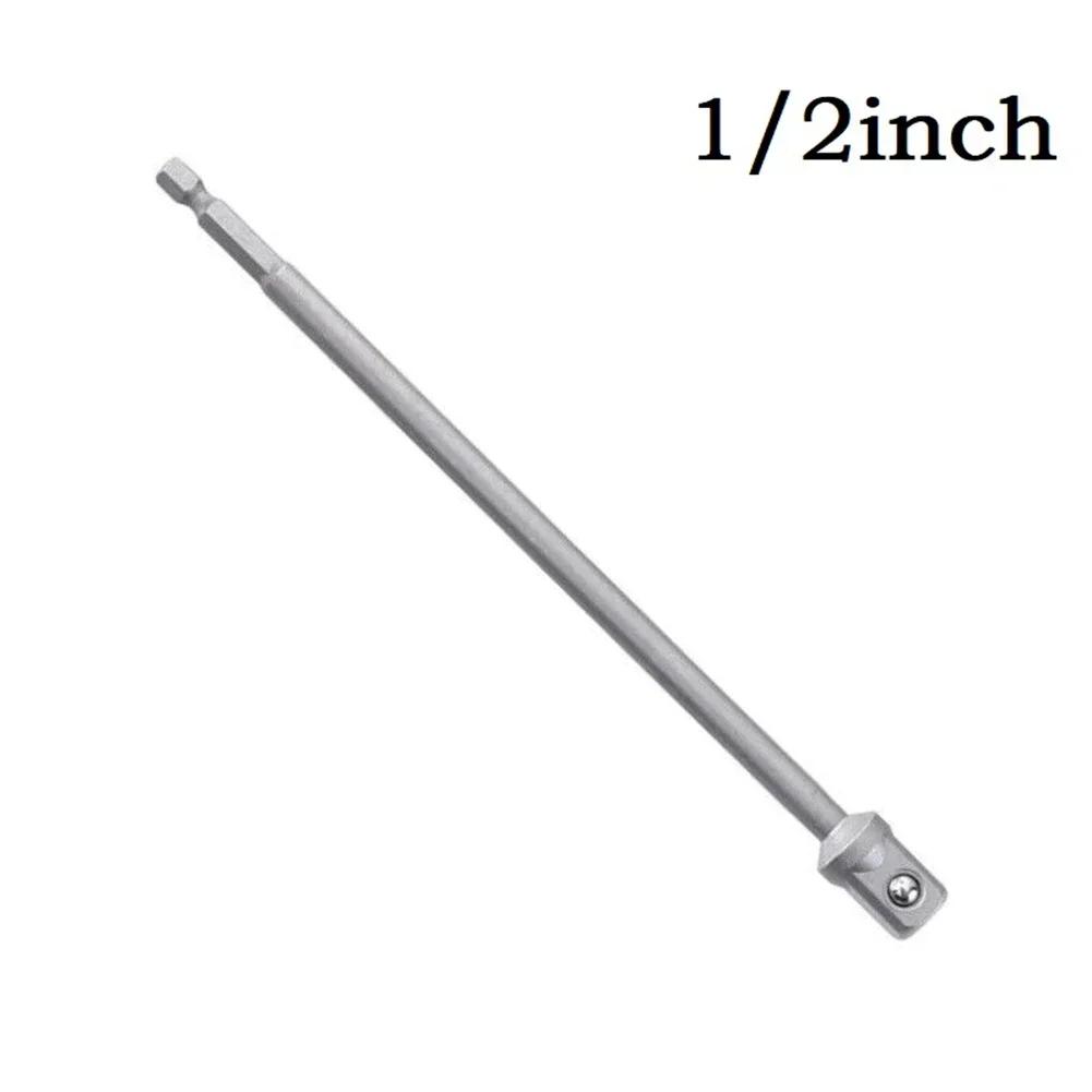 1 Pc Impact Socket Adapter 200/150mm Hex Shank To 1/4 3/8 1/2inch Head Extension Drill Bit Bar For Power Drill Tool Accessories
