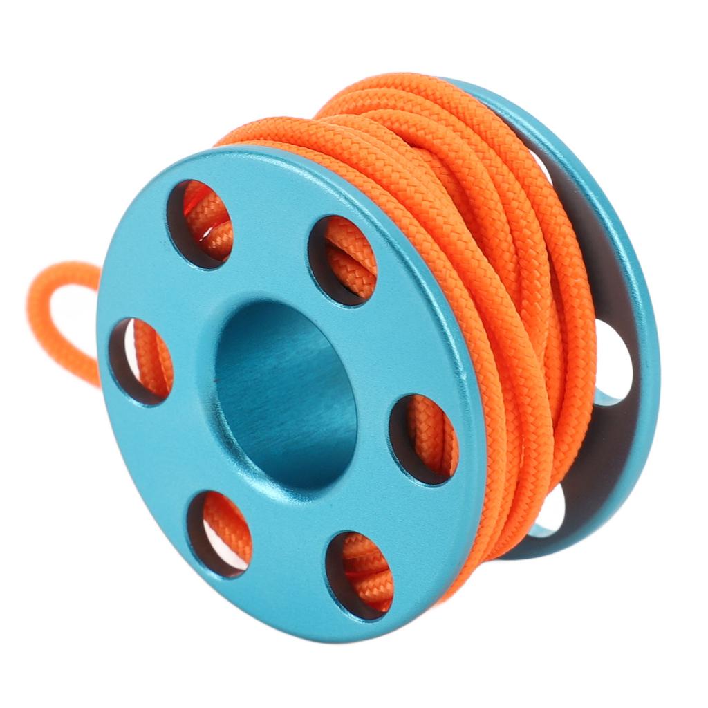 Scuba Diving Finger Reel Aluminum Alloy Mini Finger Spool Reel Pendant with Glow in The Dark Nylon Guide Line for