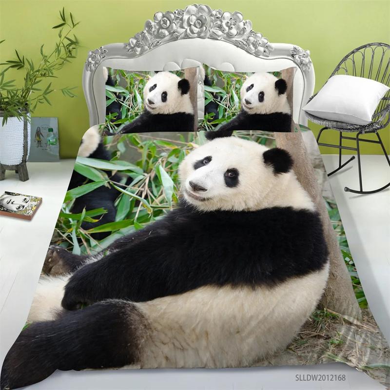 3D Printed Panda Bedding Set,Duvet Cover Comforter Bed Set Quilt Cover Pillowcase,King Queen Twin Size Boys Girls Adults
