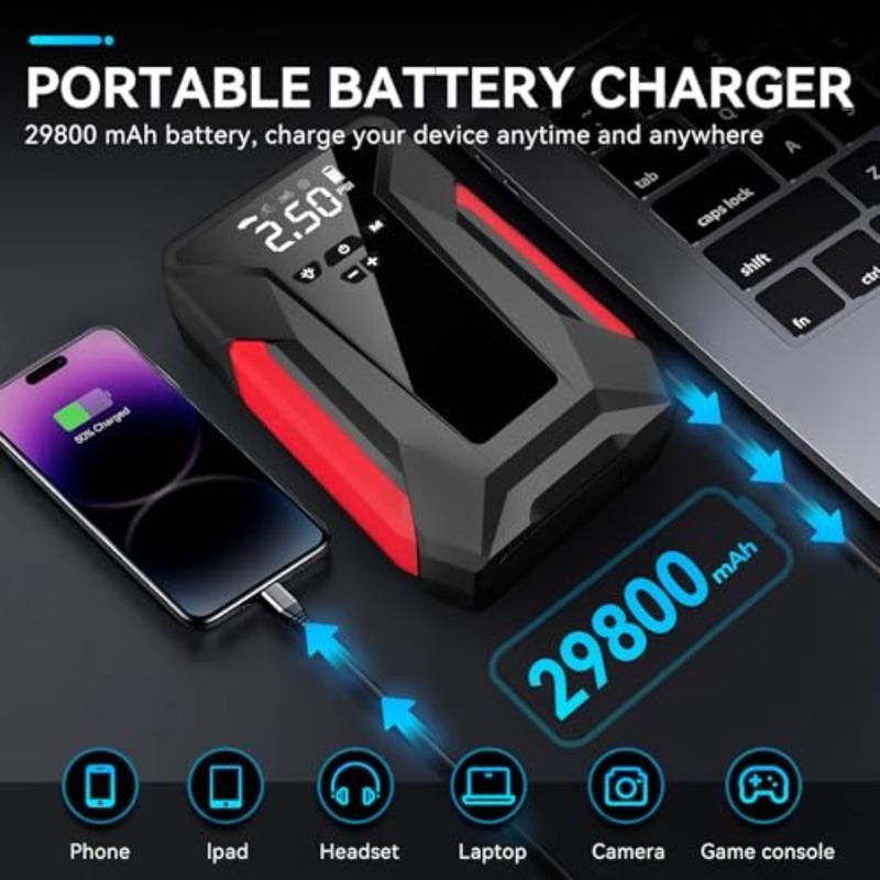 Jump Starter with Air Compressor4000A Portable Car Battery Jump Starter 10L Gas/8.5L Diesel 12V Battery Charger Booster 150PSI