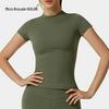Women's Plain Round Neck Quick-Dry Yoga T-Shirt - Summer Slim Fit Fitness Top