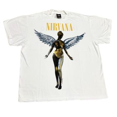 Вінтажна футболка Nirvana 1993 року Blue Wing In Utero Tour Одношовна REPRINT