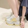 Fashion 10CM New Chunky Leather Sneakers Summer Casual Vulcanized Shoes Woman High Platform Breathable Air Mesh Sneakers Sport Dad Shoes