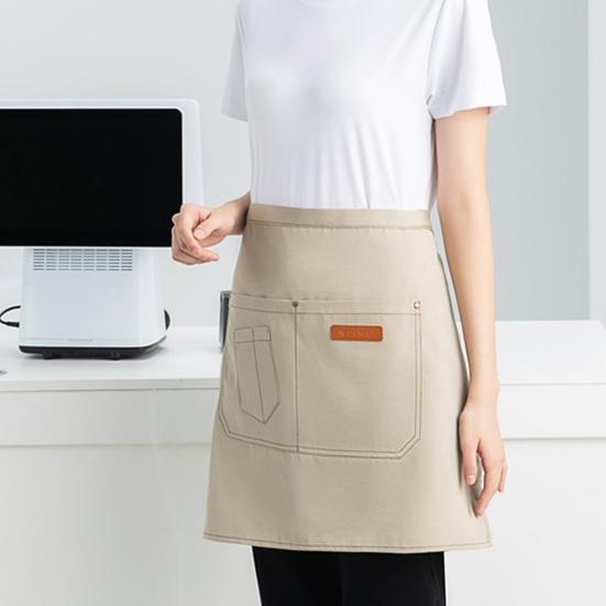 Delantal de cocina transpirable de medio cuerpo para hombres y mujeres, con bolsillos y diseño de falda elegante