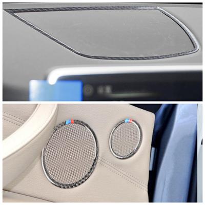 Anneau de klaxon de voiture en Fiber de carbone, bandes de garniture décoratives, autocollants pour BMW X5 X6 F15 F16, style intérieur de voiture