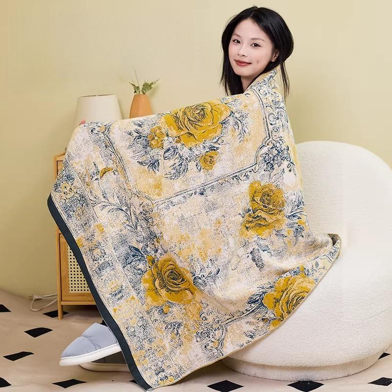90 × 180cm Extra Large Size Bath Towel,Pure Cotton Gauze Bath Towel Floral Pattern Water-absorbing Quick-drying Soft Bath Towel,1pc
