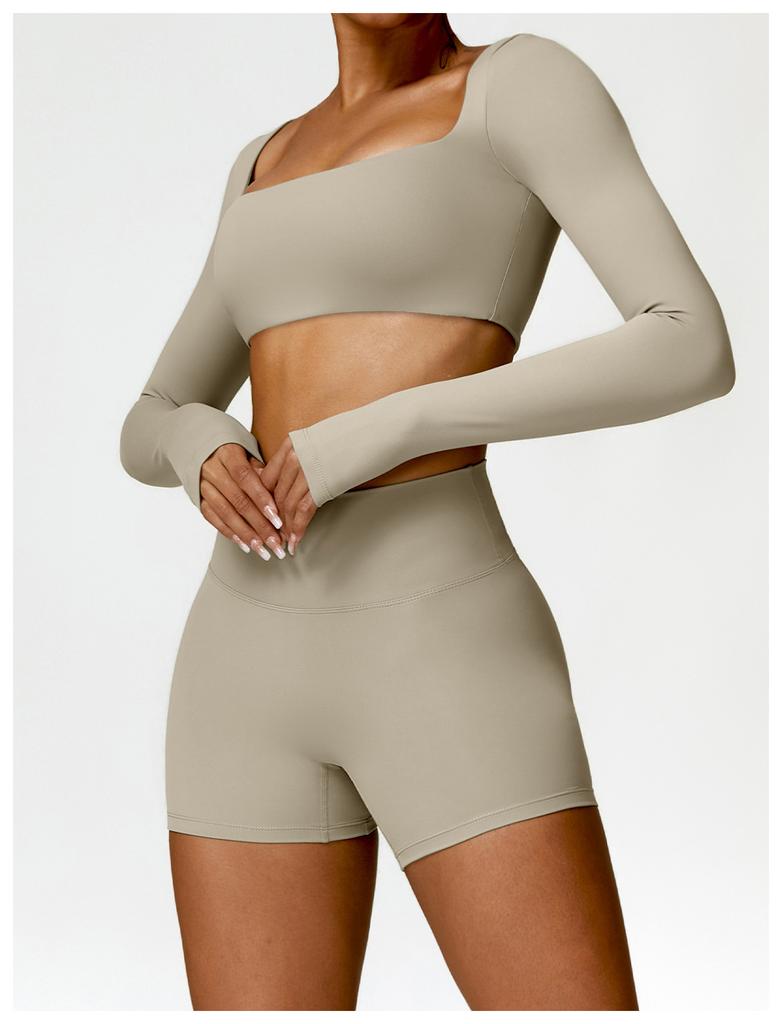 Winter Long Sleeve Yoga Suit for Outdoor Running - Brushed Fitness T-shirt