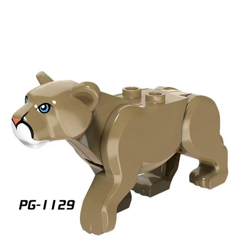 Jungle Animals Series Building Blocks Yellow Tiger White Leopard Wild Cougar Diy Bricks Decor Toys For Children Christmas Gifts