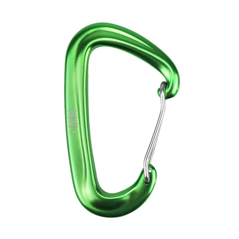 

12KN D-Type 7075 Aluminum Carabiner: High-Strength Quickdraw for Rock Climbing & Hammocks зелёный