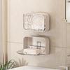 Glacier Pattern Wall-Mounted Double-Layer Soap Holder: Punch-Free Bathroom Storage Box