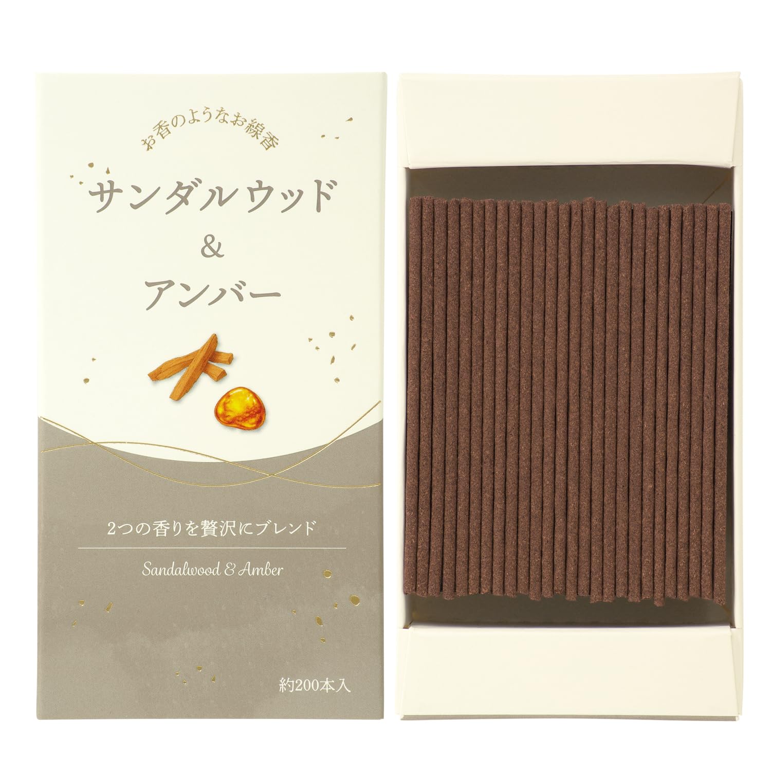 Kameyama Incense Sticks 50g 200 Low Smoke Mini Size (Sandalwood & Amber), Approx. (Approx. sticks), коричневый