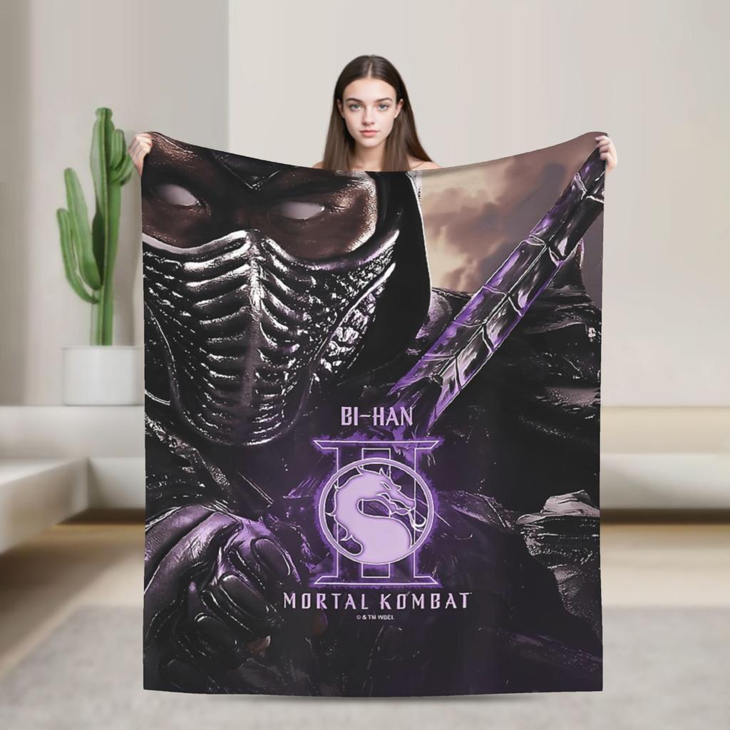 Mortal Kombat 2 Duotone Fighters Blanket Cover Velvet Lightweight Throw Blanket for Outdoor Travel Bedspread