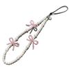Pearl Beads Cell Phone Pendant Wrist Strap Phone Lanyard Fashion Bowknot Phone Charm  Woman Girl
