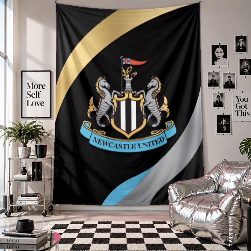 Newcastle United Fußball Wandteppich Heimdekoration Wandbehang Tuch für Schlafzimmer Wohnzimmer Hintergrund