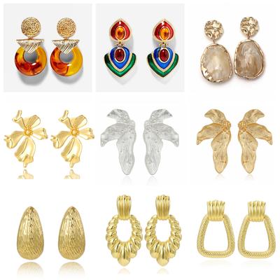 Personalized Exaggerated Resin Earrings Women's Alloy Fashion Creative Vintage Design 2026 Trendy Everyday Versatile Ear Jewelry