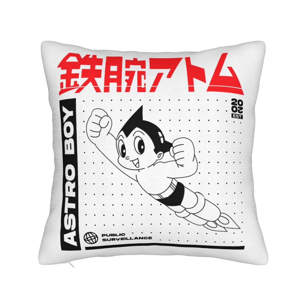 Astro Boy Square Pillow Cases Vintage Anime Childhood Manga Cushion Covers Zipper Decorative Pillowcover For Sofa