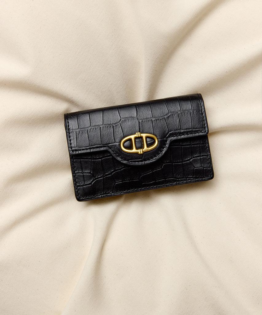 Athe Vanessabruno Black Croc Embossed Business Card Holder Aaho6F354Bk