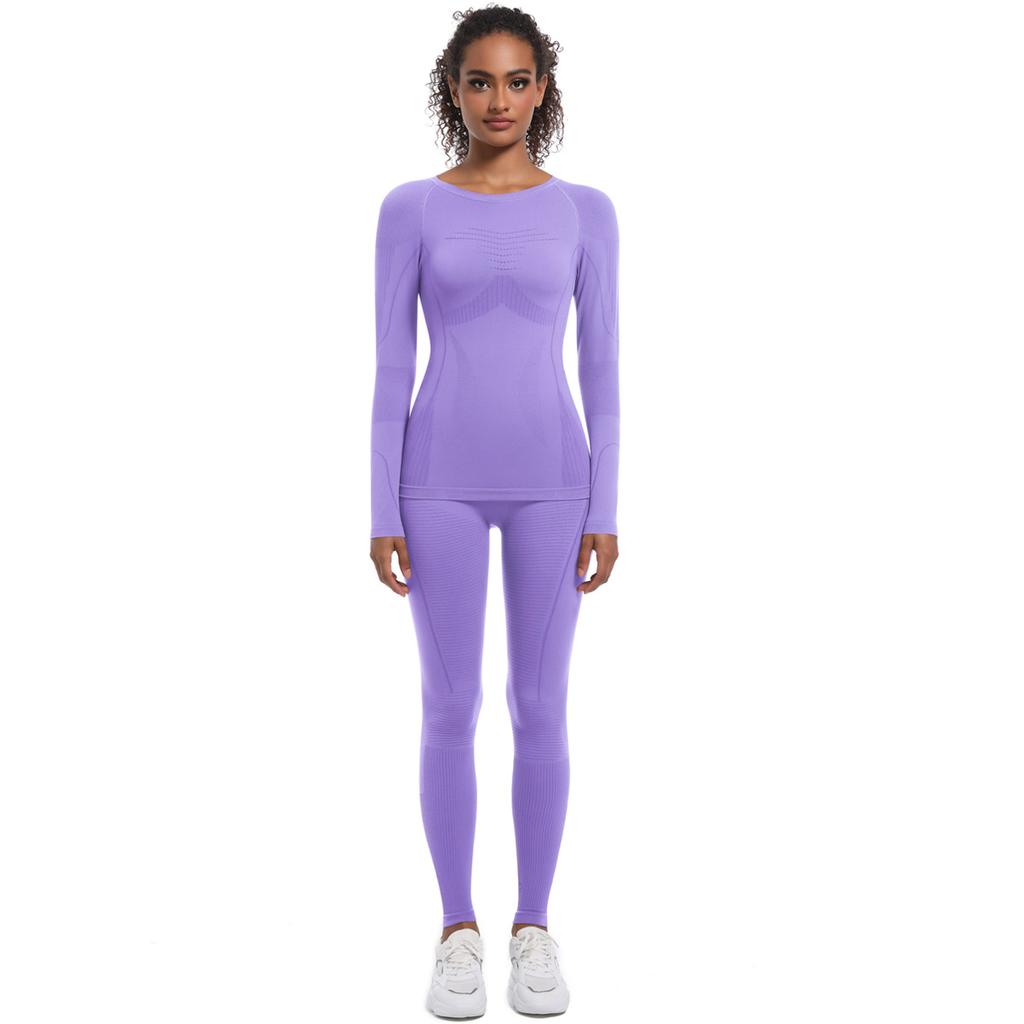 Seamless Tight-fitting High-waisted Ski Suit Shapewear Sports Running And Cycling Long-sleeved Yoga Suit For Women