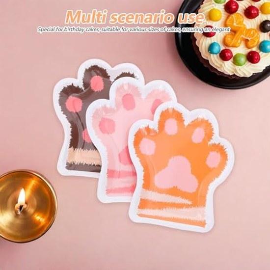 Kichvoe Cat Paw Plates 30 Pieces Adorable Kitten Paper Fruits Snacks Desserts Cakes - Perfect Paw-shaped Serving Tray Baby Shower Tea Parties.