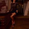Elegantes rückenfreies eng anliegendes Abendkleid aus Spitze mit Cut-Out-Design und langen Ärmeln für Damen