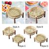 Serving Tray Dessert Plate Rustic Round Woven Storage Basket Fruit Rack for Coffee Table Dining Room Kitchen Picnics Living Room