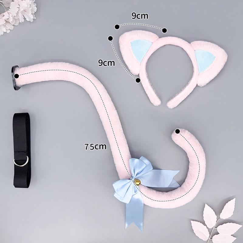 Lolita Kc Cat Ear Headband Handmade Cute Cat Lady Lolita Headgear Plush  Ear  Tail Set