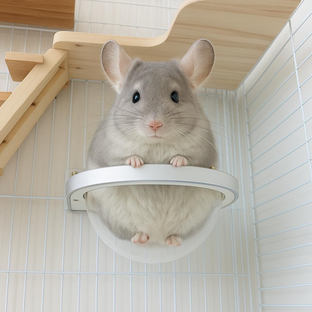 

Transparent Acrylic Hammock with Wooden Platform for Chinchillas, Ferrets, Guinea Pigs, Rabbits - 1PCS