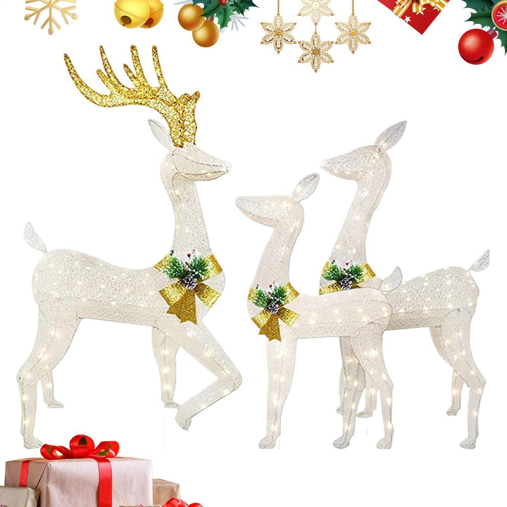 2026 Garden Reindeer Stake Light 3-Piece LED Yard Decor Acrylic Lighted Reindeer Stake for Yard Garden Pathway Patio Porch