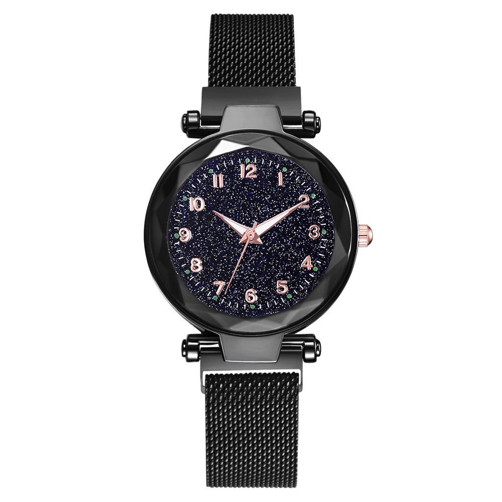 Luminous Fashion Women Numbers Starry Sky Quartz Watch Magnetic Buckle Wristwatch