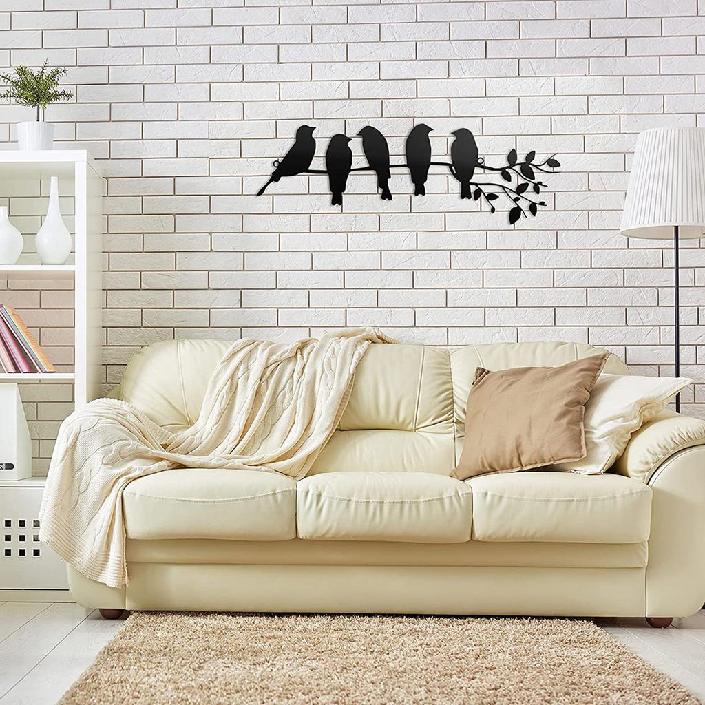 1 Stück - Metall Vogel Wandkunst 5 Vogelzweige Wanddekorationen Blattskulpturen Vogelsilhouetten