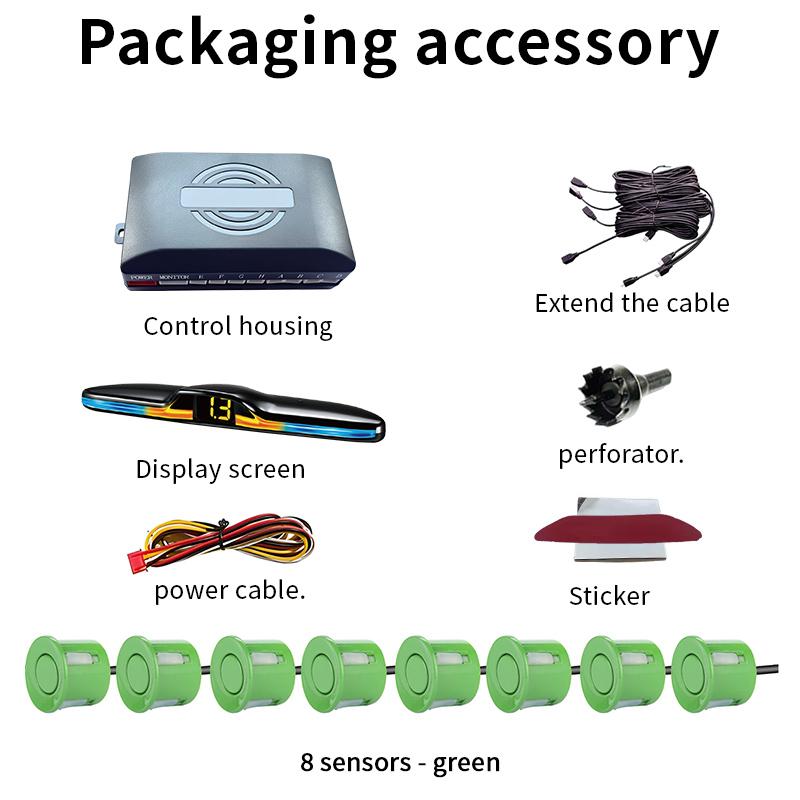 Voice Prompt 8-Probe Parking Sensor System 22mm 12V Reversing Radar Source Factory Car Parking Assistance Device