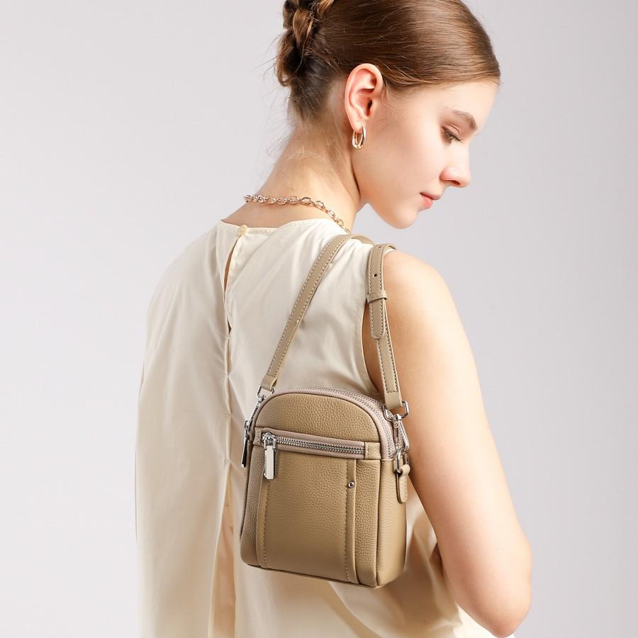TOGO top-grain leather phone bag, mini versatile shoulder crossbody bag, new women's casual handbag, coin purse