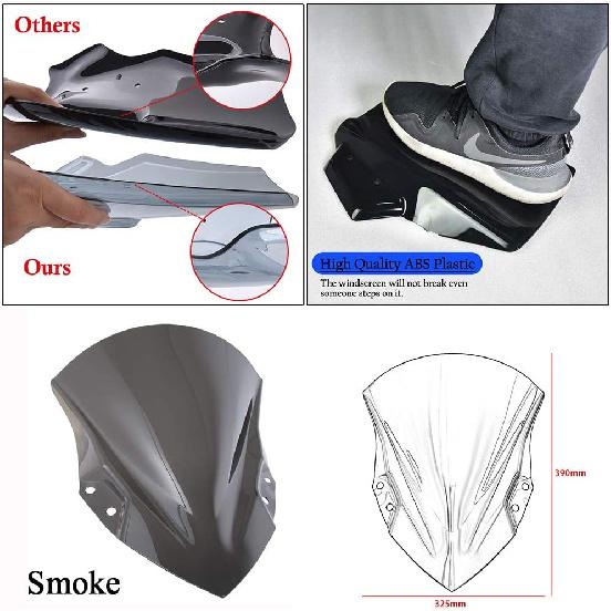 Motorcycle Front Fairing Windshield Windscreen Wind Deflector Fly Screen Parebrise Visor Protector Cover for Ka.wasaki Ninja400 Ninja250 Ninja 400