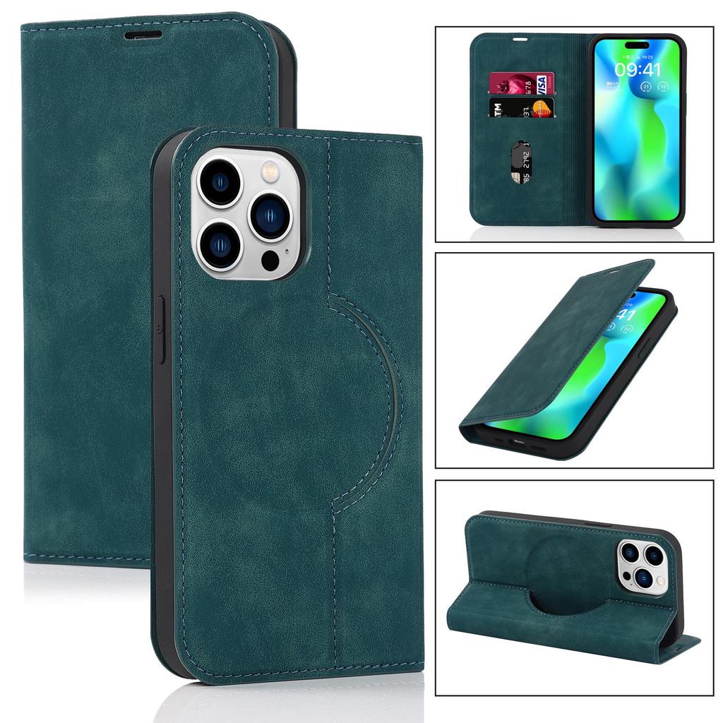 iPhone 15 Anti-Theft Leather Case with MagSafe, Wireless Charging, and Card Holder
