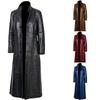 New large size leather jacket European and American men's locomotive trench coat PU leather coat