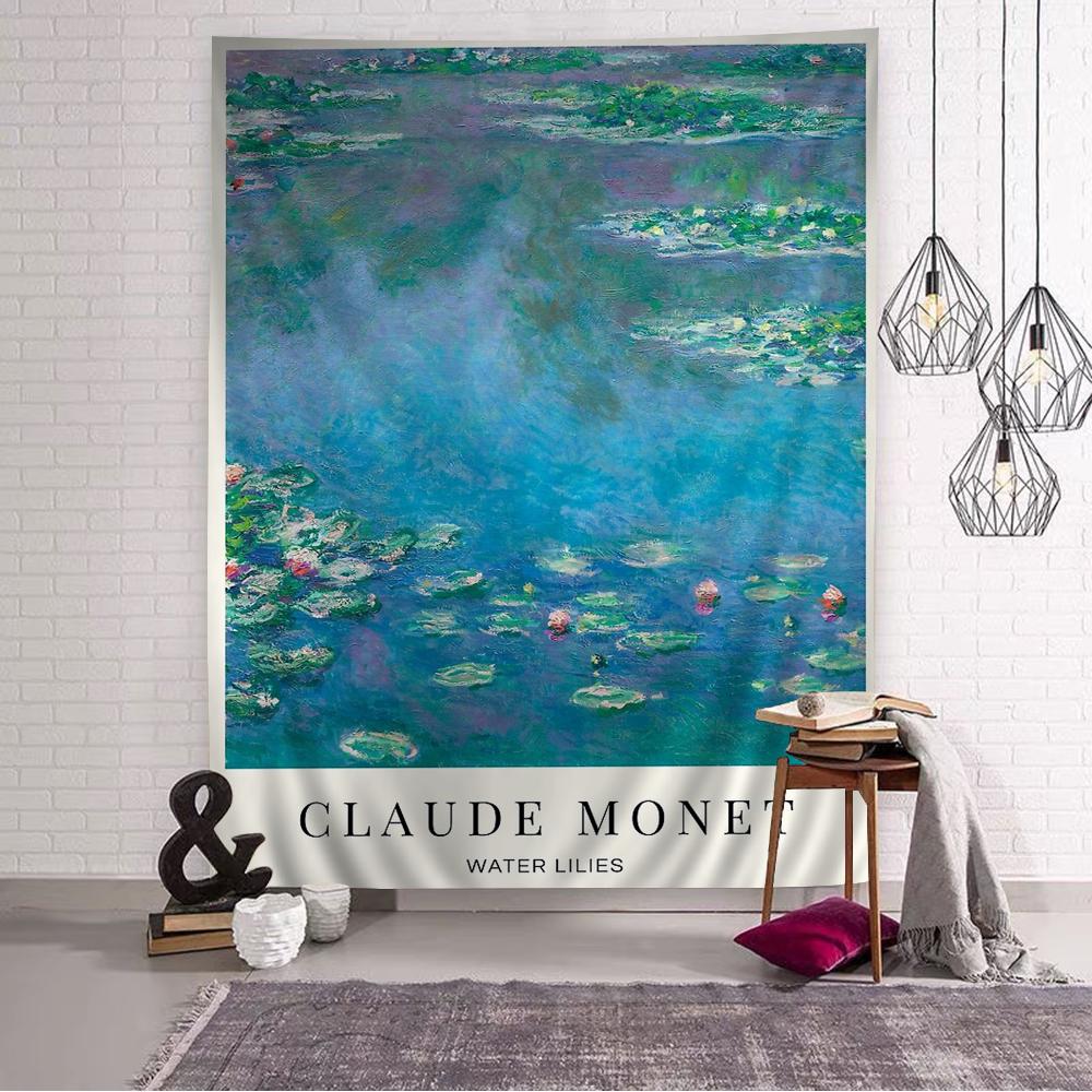 Impressionism Artist Claude Monet Chart Tapestry Bohemian Wall Tapestries Mandala Wall Art Decor 74x94cm(29x37in)