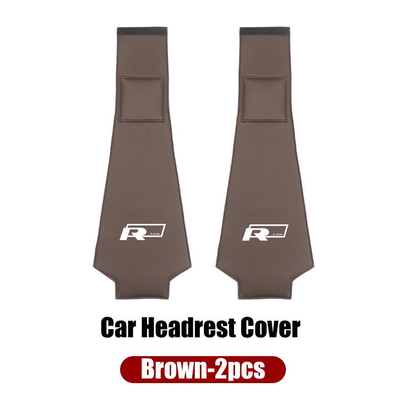 Car Leather Headrest Protective Cover Storage Bag For Volkswagen VW R Tiguan CC Jetta Polo Golf Passat T-ROC AY5